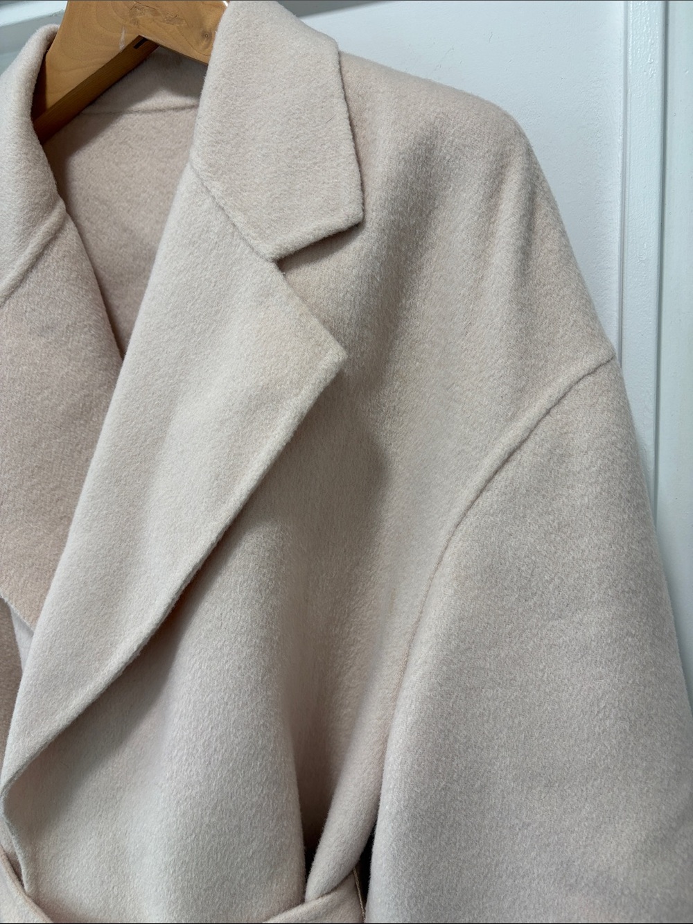Creme Cozy Plush Double Face Wool Belted Blazer Jacket Size Medium - Picture 7 of 11